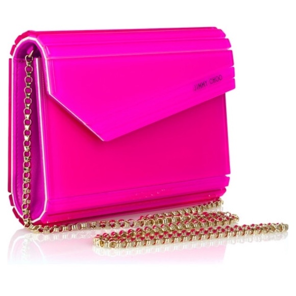 neon pink clutch bag
